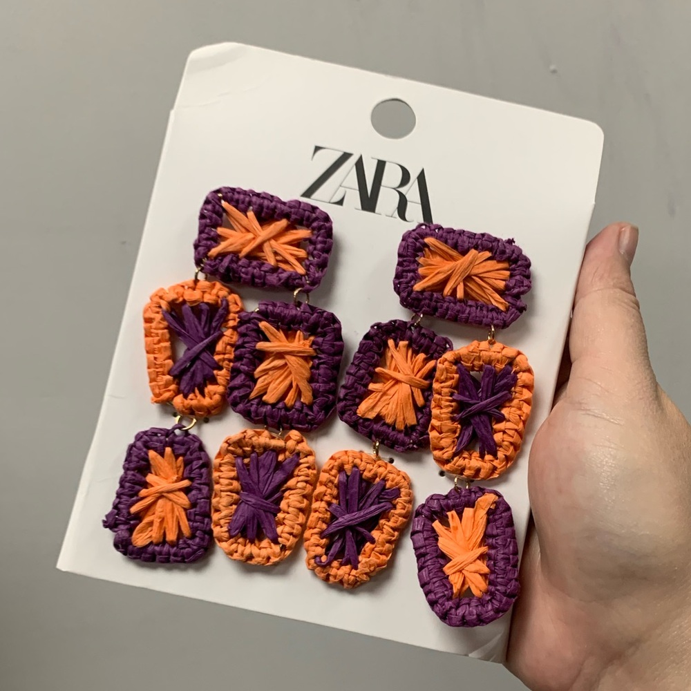 Zara New Vibrant Purple and Orange Earrings ref 4340/204